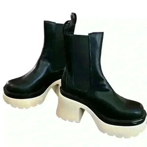 LILIANA Chunky Platform Boot Heels Black/ Beige Size 7​